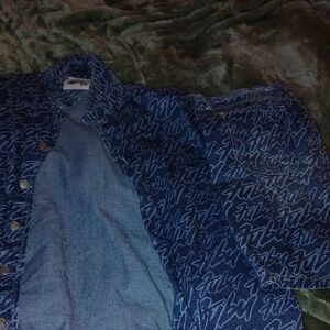 Forever 21 X Fubu Blue Denim Script Shirt